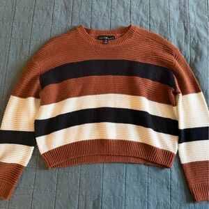Derek heart Bold Stripe Crewneck Sweater in Brown, Black and Cream